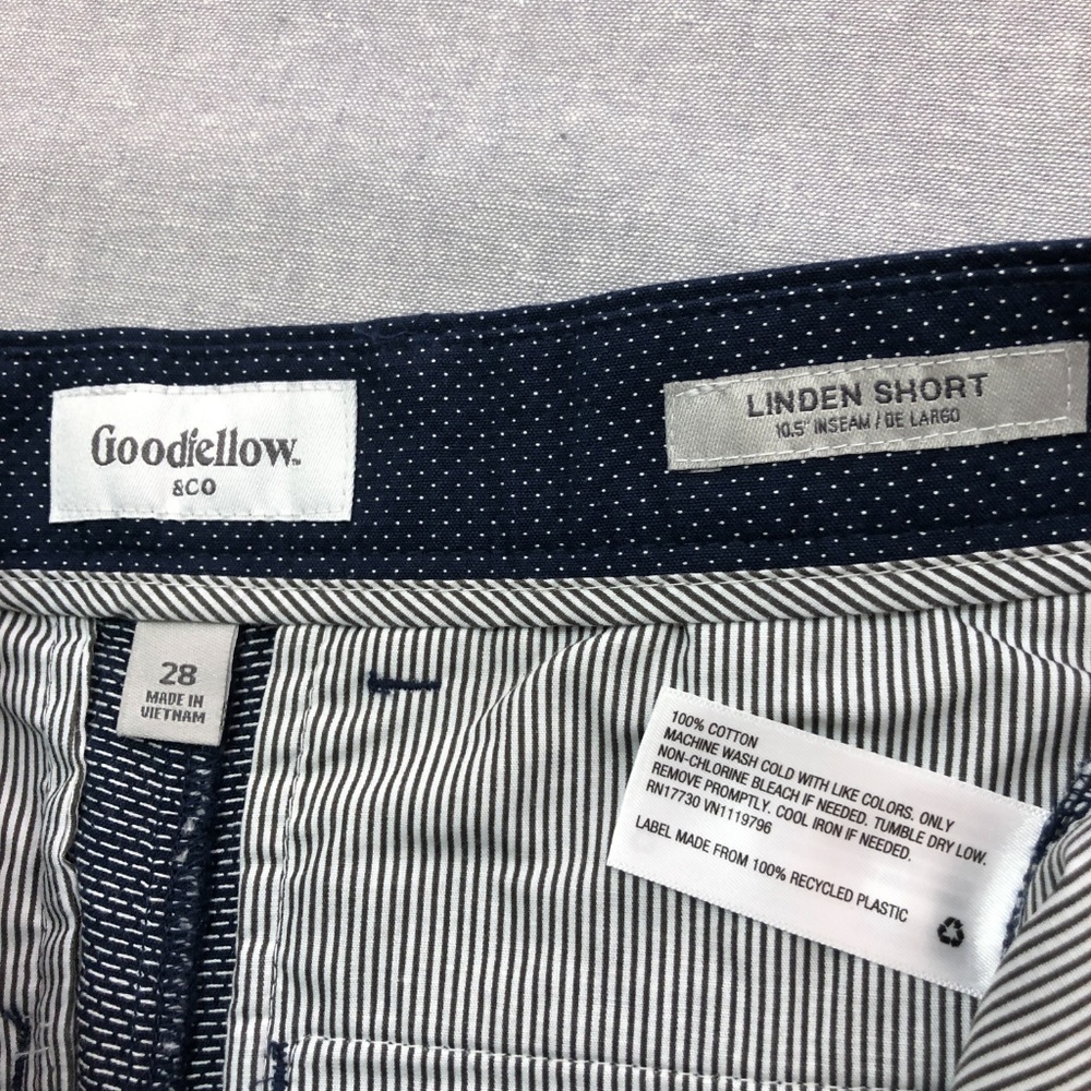 Blue White Dot Linden Flat Front Slim Chino Short - Picture 7 of 8